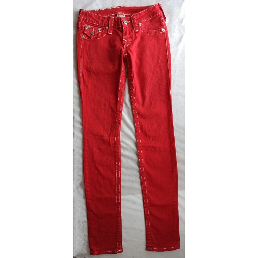 True Religion True Red Skinny Jeans / Size 24 RN 112790 In Great Condition